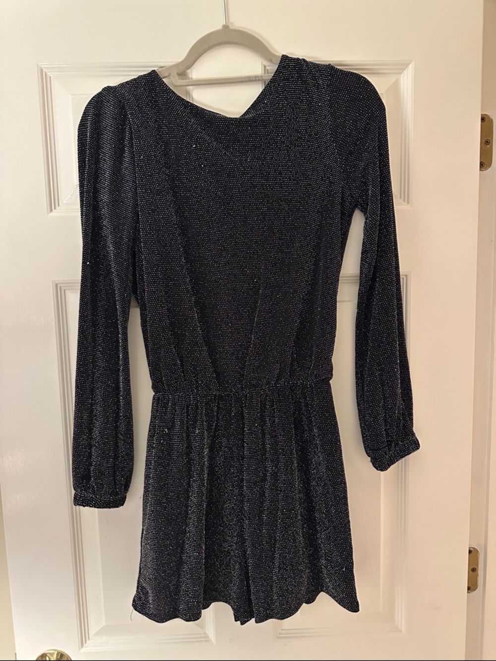Lulu's Black Sparkle Long Sleeve Romper